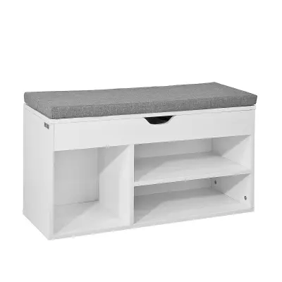 SoBuy hallway bench shoe rack with seat in color white in minimalism style