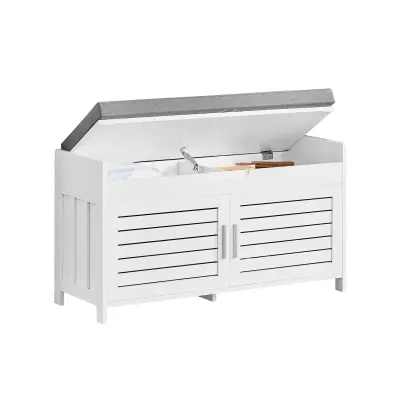SoBuy hallway bench shoe rack with seat in color white in scandinavian style