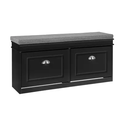 Klupa za Čuvanje Cipela s Sjedalnom Jastučnicom Crna 104x24x52cm FSR64-SCH