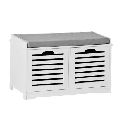 SoBuy hallway bench shoe rack with seat in color white in farmhouse style