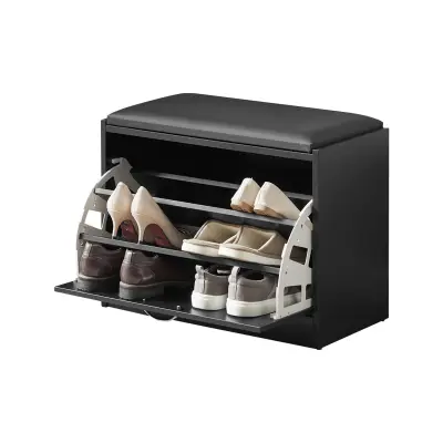 SoBuy hallway bench shoe rack with seat in color black in minimalism style
