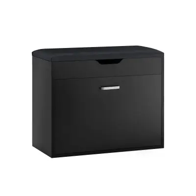 SoBuy hallway bench shoe rack with seat in color black in minimalism style