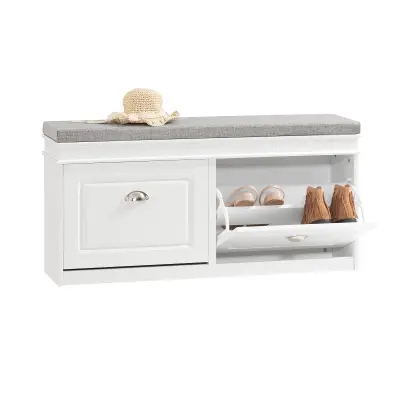 SoBuy hallway narrow bench shoe rack with seat in color white in scandinavian style