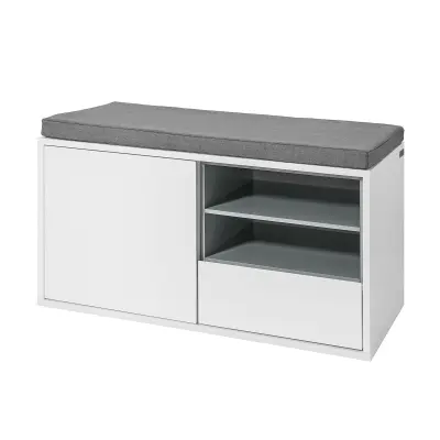 SoBuy hallway bench shoe rack with seat in color white in eclectic style
