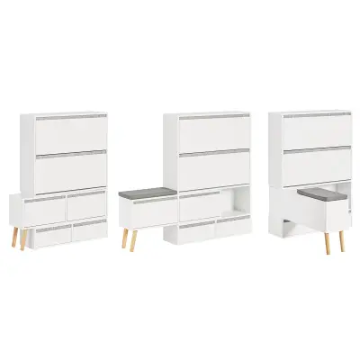 SoBuy hallway bench shoe rack with seat in color white in minimalism style
