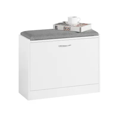 SoBuy hallway bench shoe rack with seat in color white in minimalism style