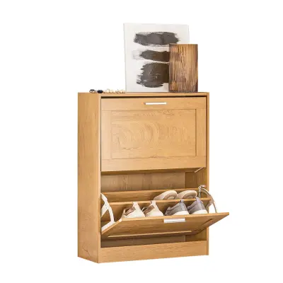 SoBuy hallway shoe cabinet in cedar wood pattern in rustic style