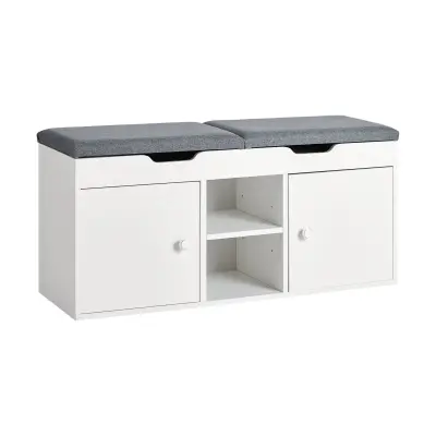 SoBuy hallway bench shoe rack with seat in color white in minimalism style