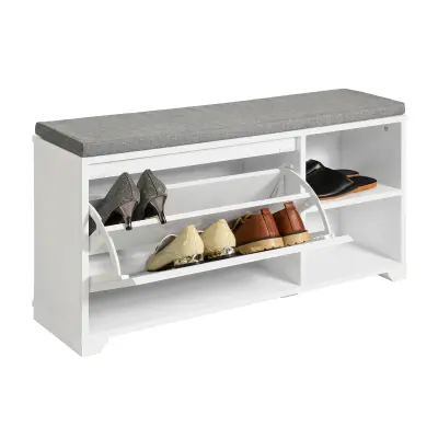 SoBuy hallway bench shoe rack with seat in color white in minimalism style