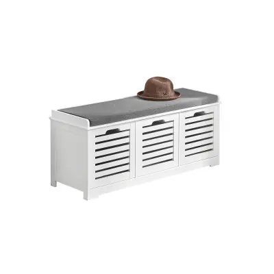 SoBuy hallway bench shoe rack with seat in color white in farmhouse style