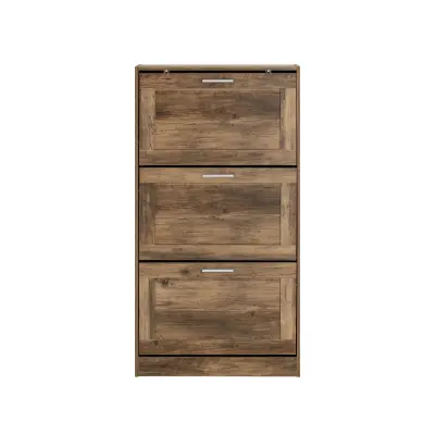 SoBuy hallway narrow shoe cabinet in teak wood pattern in rustic style