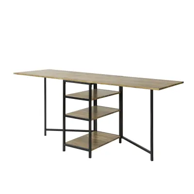 SoBuy folding dining table with 3 shelves in wood color in industrial style
