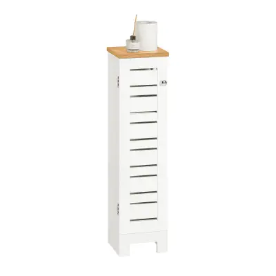 SoBuy free standing bathroom toilet paper roll holder in color white in farmhouse style