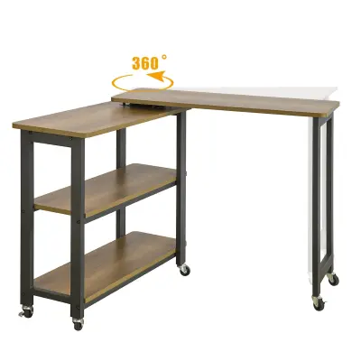 SoBuy rotating side table in color brown in industrial style