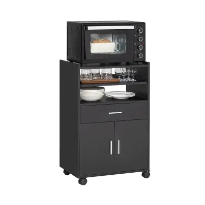 SoBuy kitchen cabinet on wheels  in color black in minimalism style