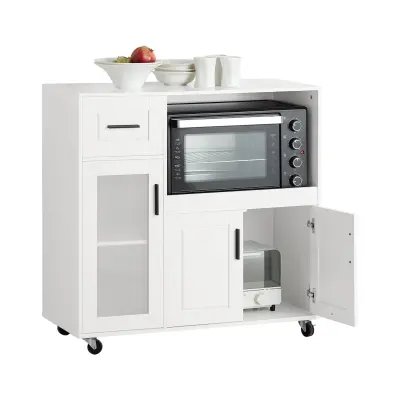 SoBuy kitchen cabinet on wheels  in color white in scandinavian style
