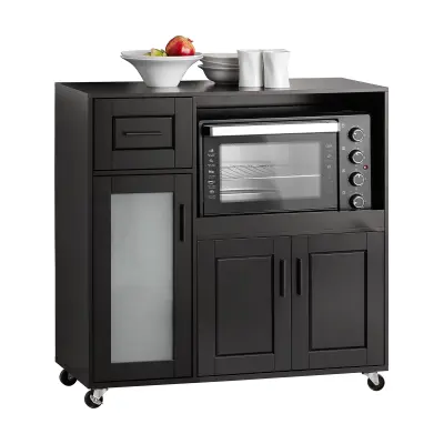SoBuy kitchen cabinet on wheels  in color black in scandinavian style
