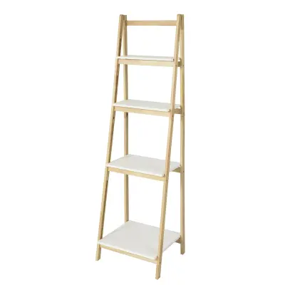 SoBuy folding ladder shelf in wood color in farmhouse style