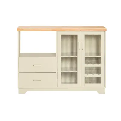 SoBuy storage cabinet with 2 doors and 2 drawers in color beige in minimalism style