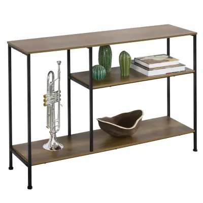 SoBuy metal hallway console table in color brown in industrial style