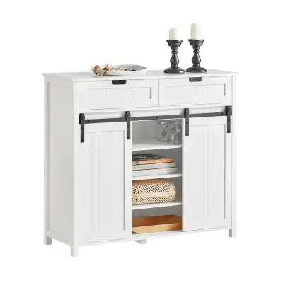 SoBuy storage cabinet with 2 doors and 2 drawers in color white in farmhouse style