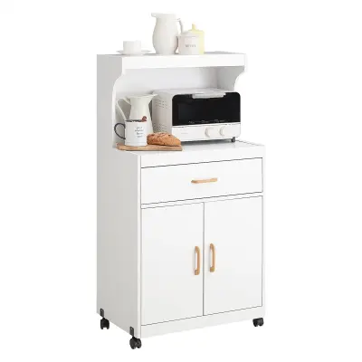 SoBuy kitchen cabinet on wheels  in color white in farmhouse style