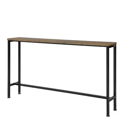 SoBuy metal hallway console table in wood color in industrial style