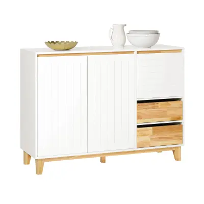 SoBuy storage cabinet with 3 doors and 2 drawers in color white in bohe style