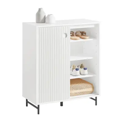 SoBuy storage cabinet with sliding door in color white in minimalism style