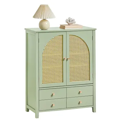 SoBuy storage cabinet with 2 doors and 4 drawers in color green in coastal style