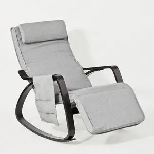 SoBuy rocking chair with footrest in color grey in scandinavian style