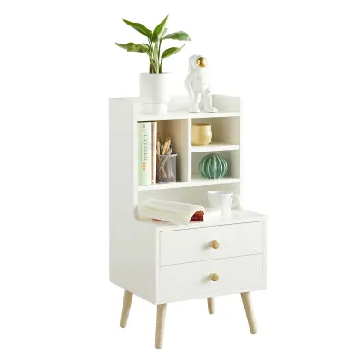 SoBuy bedside table nightstand with 2 drawers in color white in farmhouse style