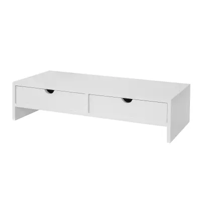 SoBuy monitor stand desk organizer with 2 drawers in color white in scandinavian style