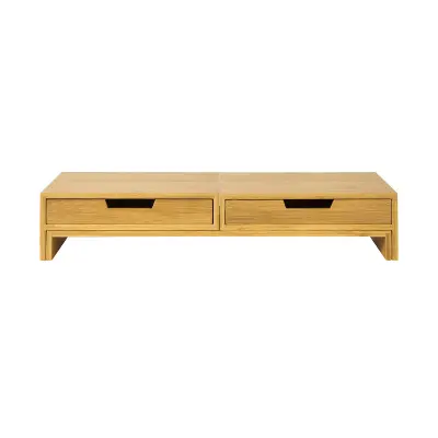 SoBuy monitor stand desk organizer with 2 drawers in wood color in scandinavian style
