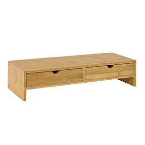 SoBuy monitor stand desk organizer with 2 drawers in wood color in scandinavian style