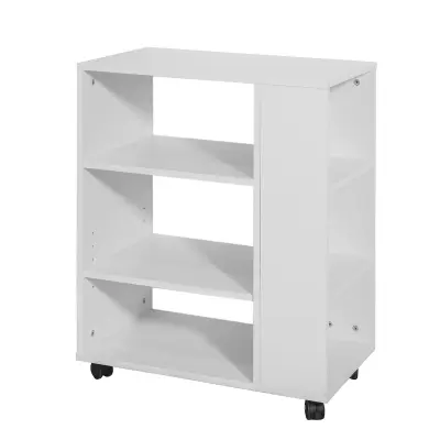 SoBuy side sofa table storage cabinet on wheels in color white in scandinavian style