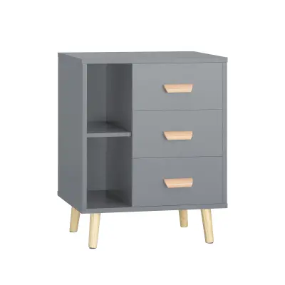 SoBuy bedside table nightstand with 3 drawers in color grey in scandinavian style