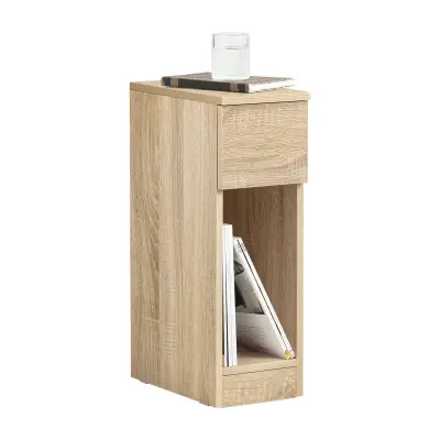 SoBuy narrow bedside table nightstand in wood color in minimalism style
