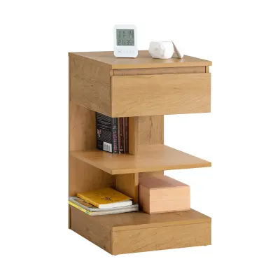 SoBuy bedside table nightstand with drawer in wood color in minimalism style