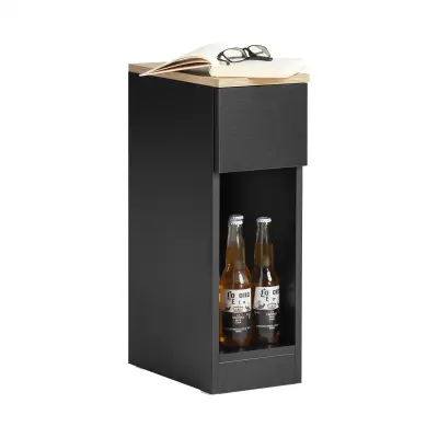 SoBuy narrow bedside table nightstand in color black in minimalism style
