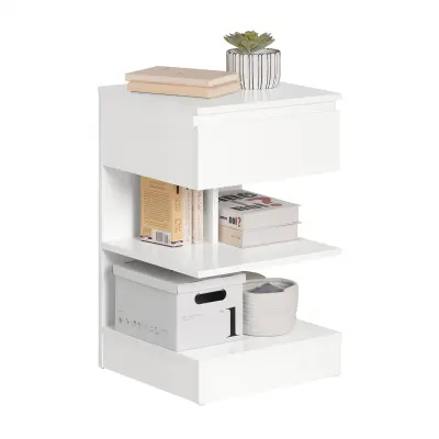 SoBuy bedside table nightstand with drawer in color white in minimalism style