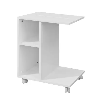 SoBuy sofa sofa table on wheels in color white in scandinavian style