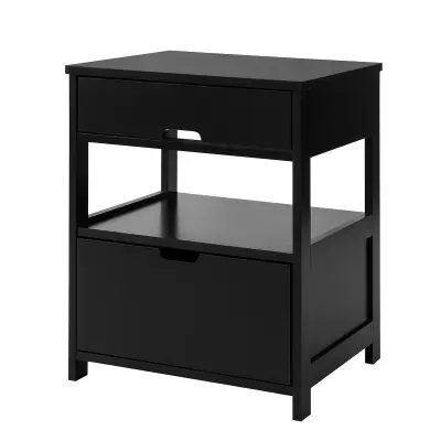 SoBuy bedside table nightstand with drawer in color black in scandinavian style