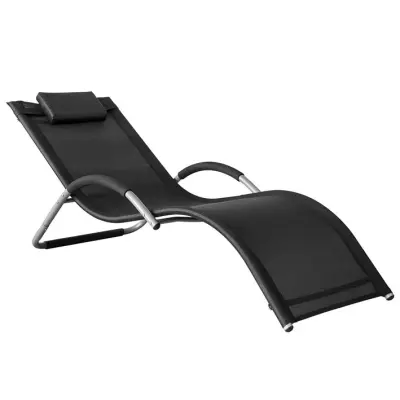 SoBuy outdoor garden relaxing chair recliner sunlounger  in color black in coastal style