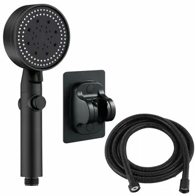 Tuš ručka EKO inox crna 5 funkcija + crijevo 150cm i držač