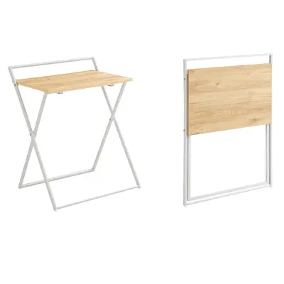 SoBuy space saving  folding desk in wood color in industrial style