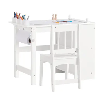 SoBuy children desk and chair set in color white in scandinavian style