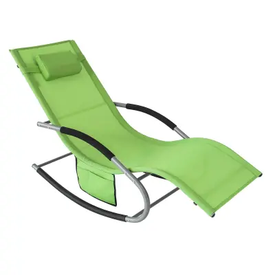 SoBuy outdoor garden rocking chair with side bag in color green in coastal style