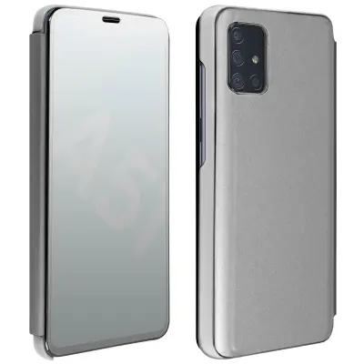 Maska Samsung Galaxy A51 preklopna, zrcalni efekt, video podrška, srebrna