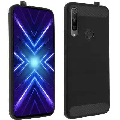 Maska Huawei P Smart Z / Honor 9X Silikonski gel Karbon efekt Crna